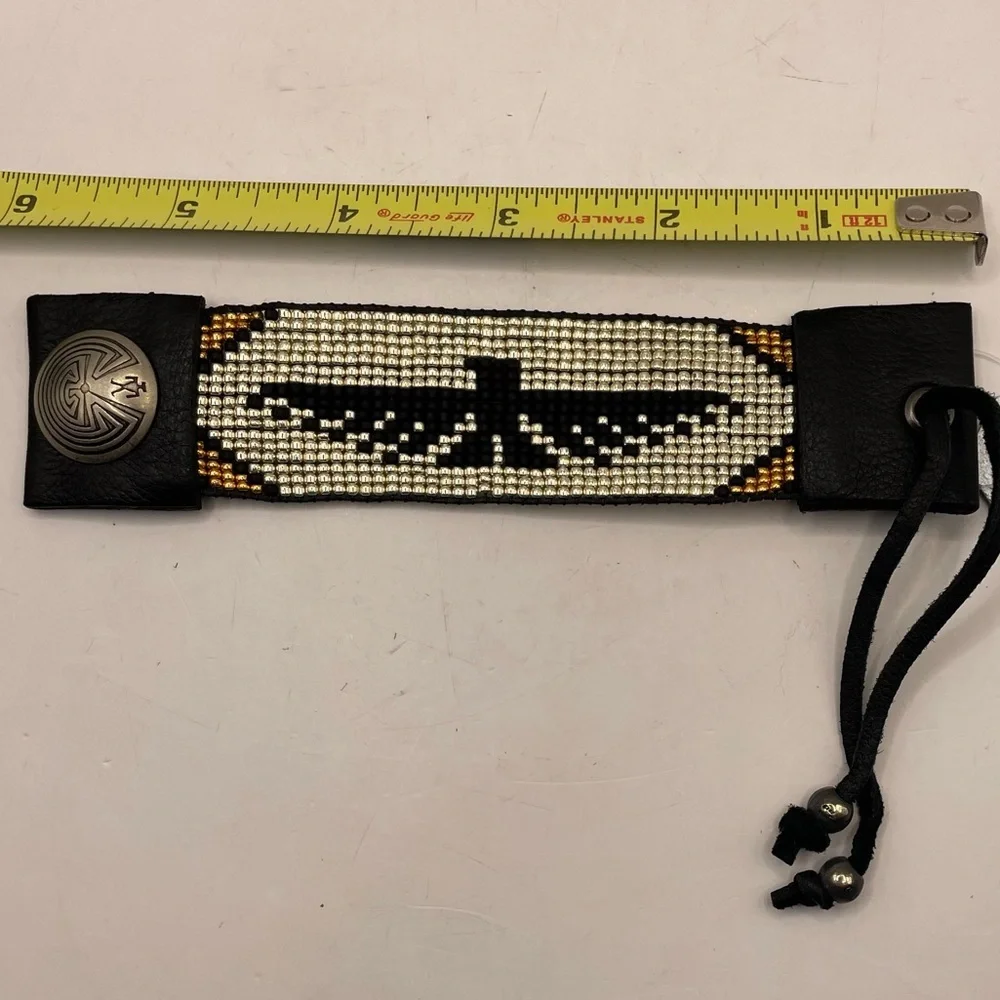 Leather Cuff Bracelet; Mini Thunderbird festival native